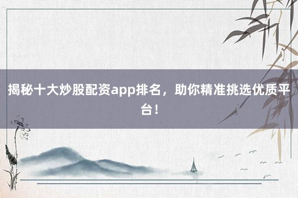 揭秘十大炒股配资app排名，助你精准挑选优质平台！