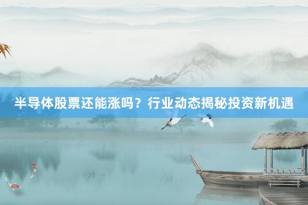 半导体股票还能涨吗？行业动态揭秘投资新机遇