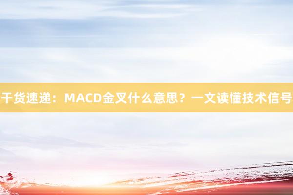 干货速递:MACD金叉什么意思?一文读懂技术信号
