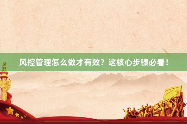 风控管理怎么做才有效？这核心步骤必看！