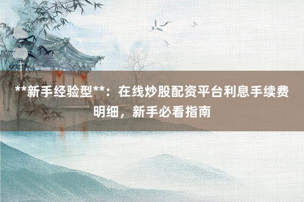 **新手经验型**：在线炒股配资平台利息手续费明细，新手必看指南