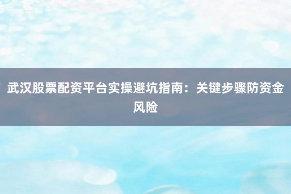 武汉股票配资平台实操避坑指南：关键步骤防资金风险