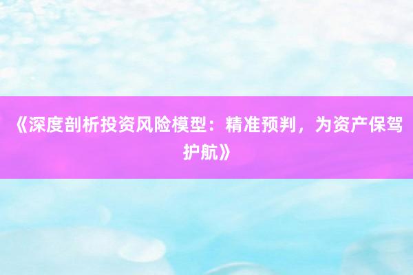 《深度剖析投资风险模型：精准预判，为资产保驾护航》