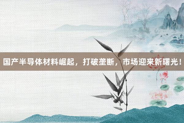 国产半导体材料崛起，打破垄断，市场迎来新曙光！