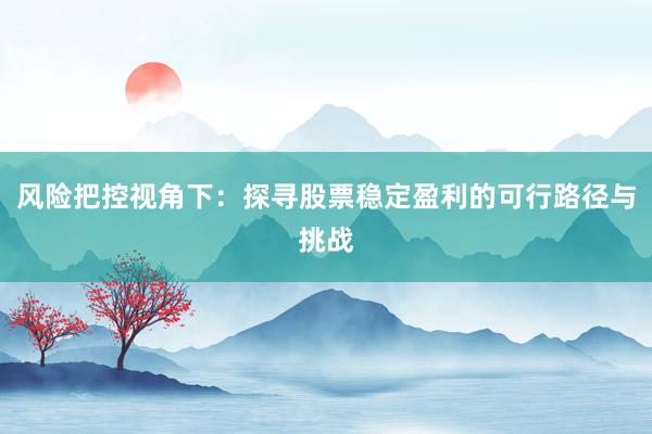 风险把控视角下：探寻股票稳定盈利的可行路径与挑战