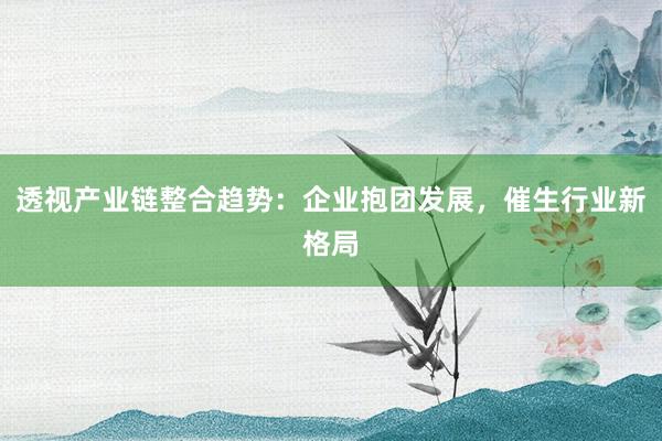 透视产业链整合趋势:企业抱团发展,催生行业新格局