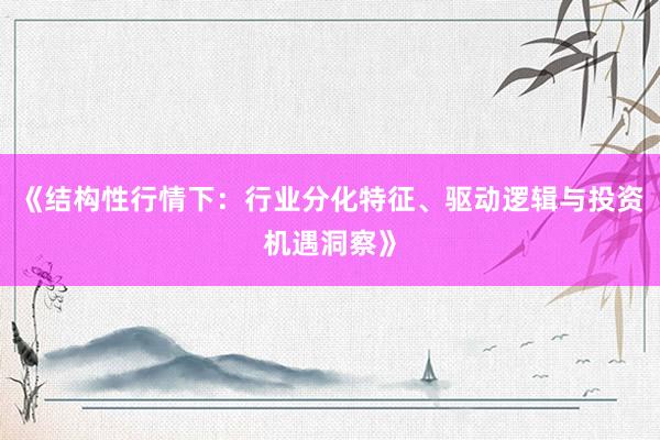 《结构性行情下：行业分化特征、驱动逻辑与投资机遇洞察》